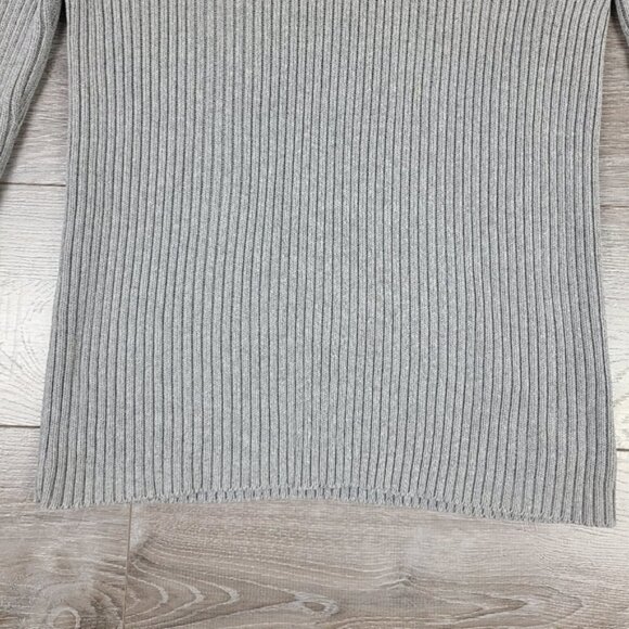 Club Monaco Gray Striped Ribbed Knit Crewneck Sweater Large - Picture 6 of 16